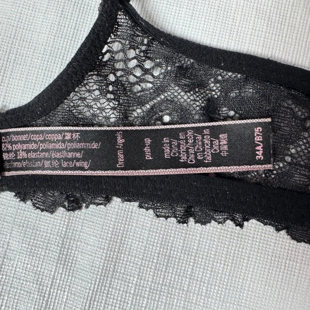 Victoria's Secret Dream Angels Push Up Womens Bra 34A Black Lace 325215-DL3